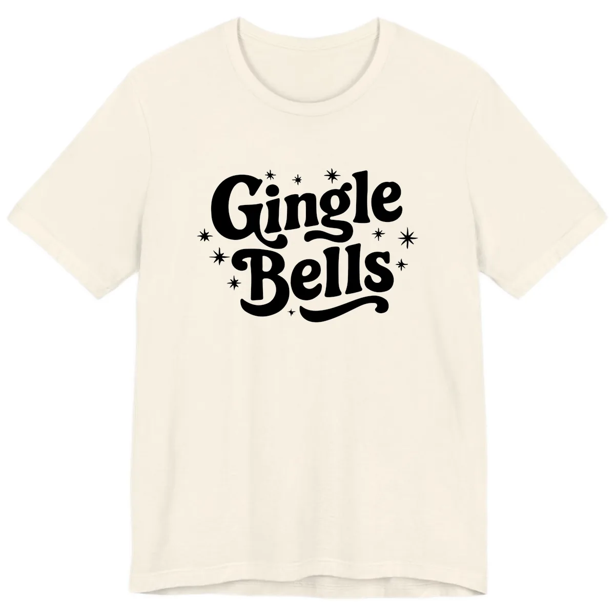 Jingle Bells Holiday Typography Premium T-Shirt in Natural