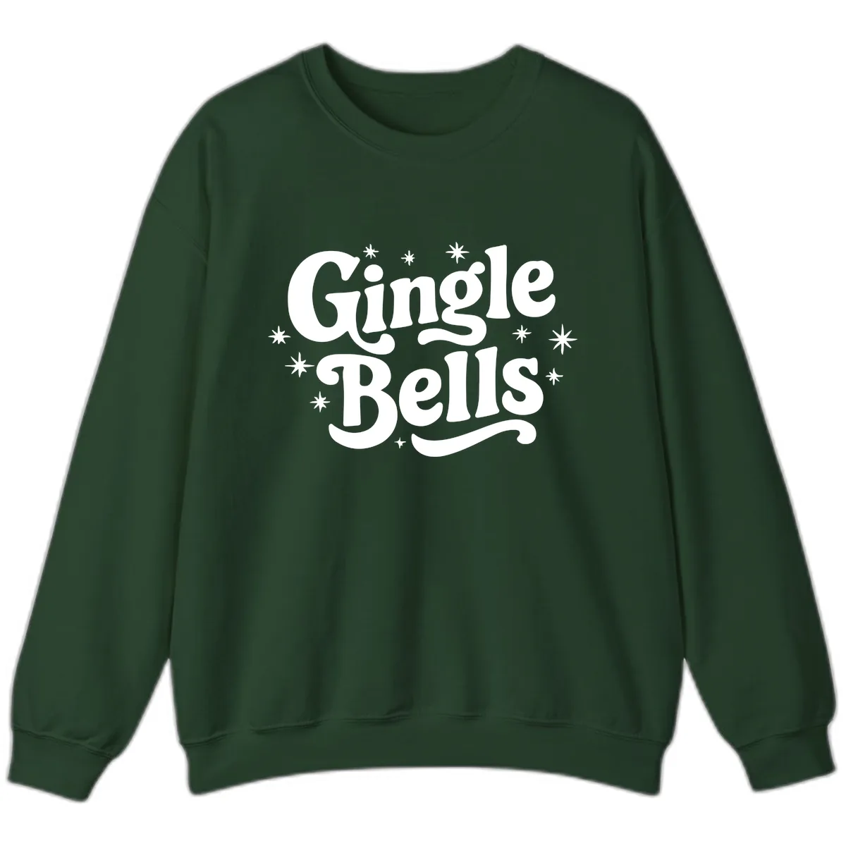 Jingle Bells Holiday Typography Sweatshirt in Forest Green