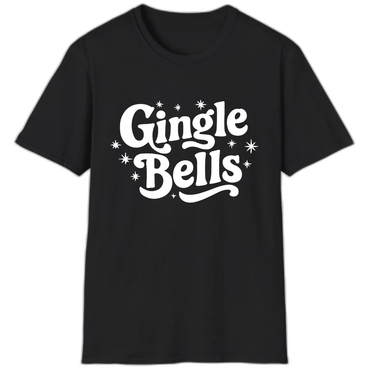 Jingle Bells Holiday Typography T-Shirt in Black