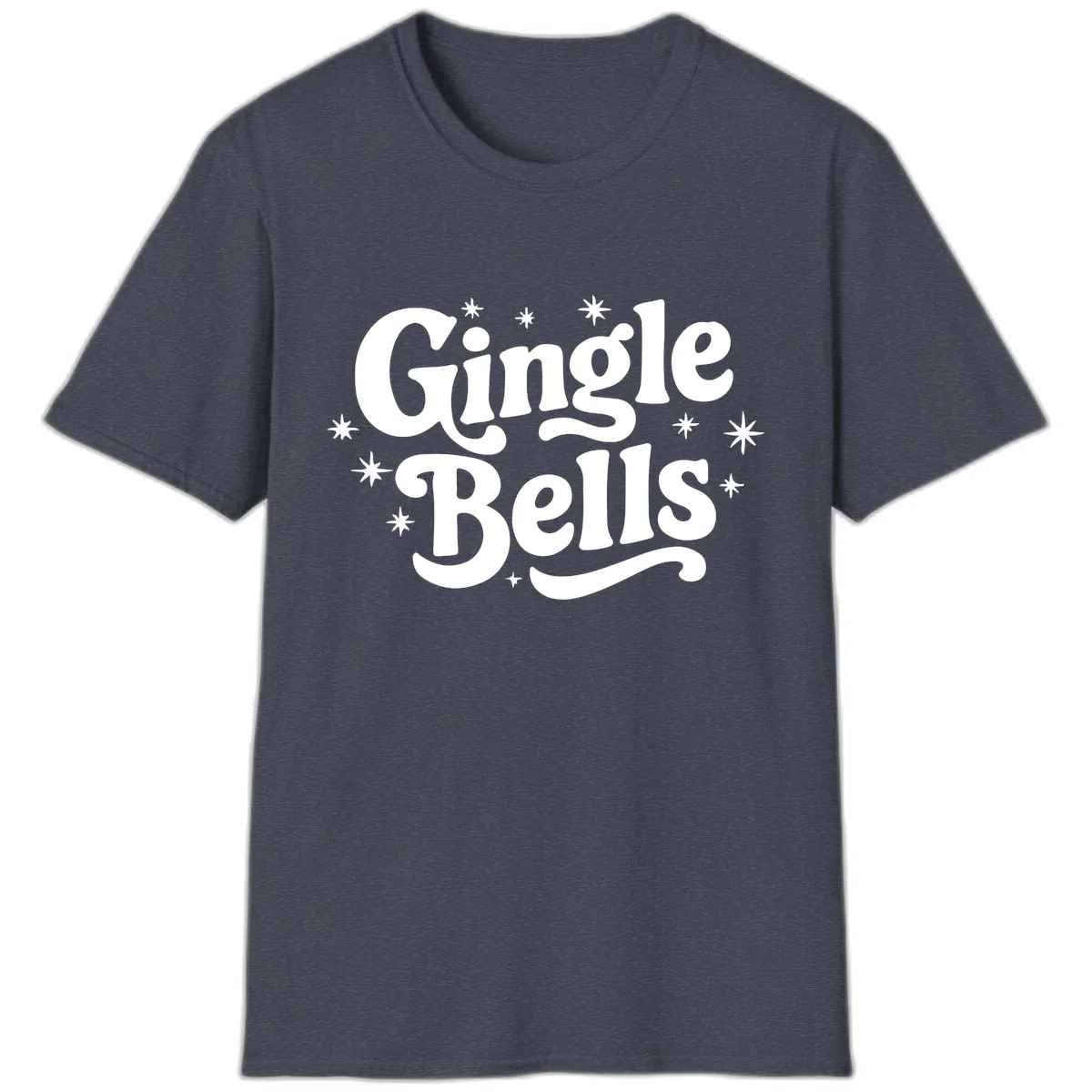 Jingle Bells Holiday Typography T-Shirt in Heather Navy