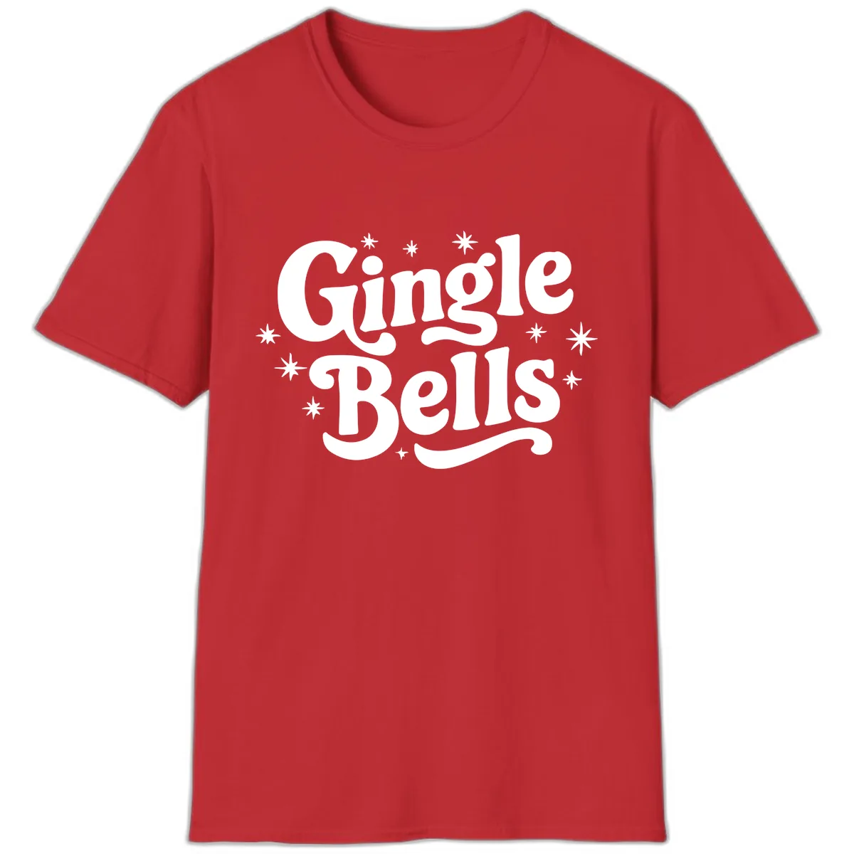 Jingle Bells Holiday Typography T-Shirt in Red