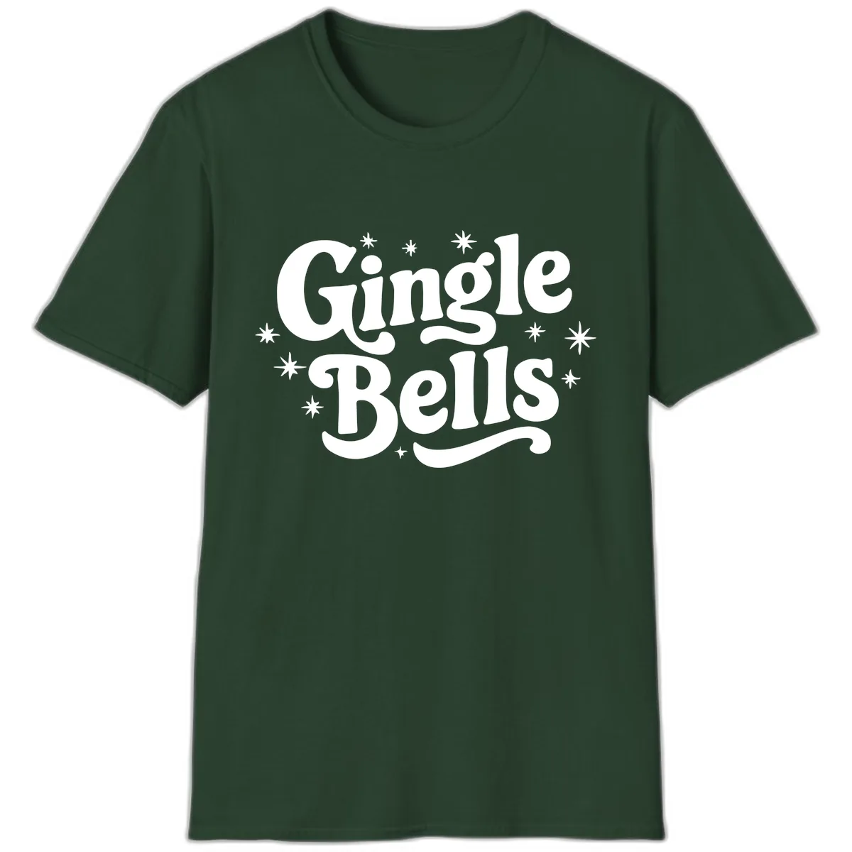 Jingle Bells Holiday Typography T-Shirt in Forest Green