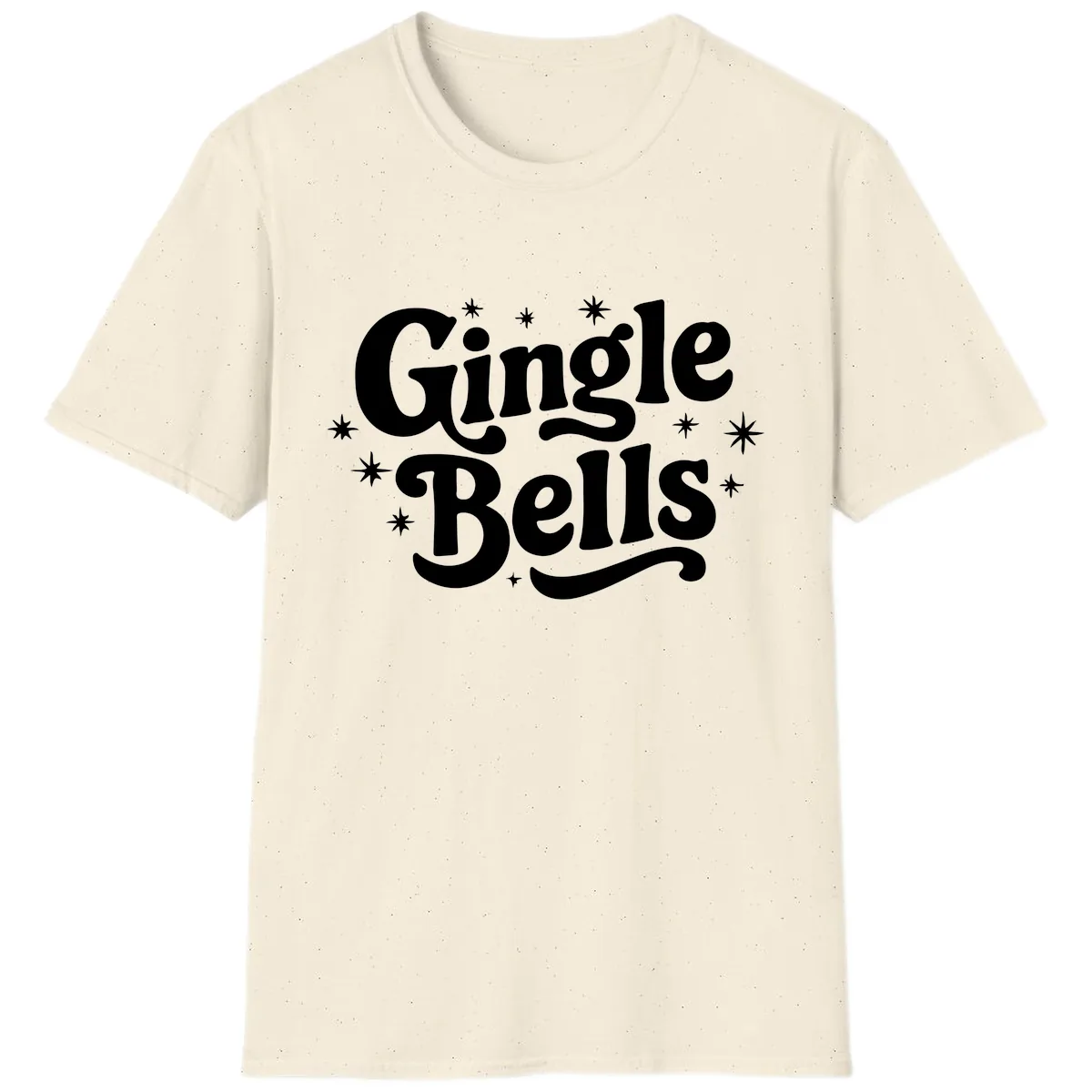 Jingle Bells Holiday Typography T-Shirt in Natural