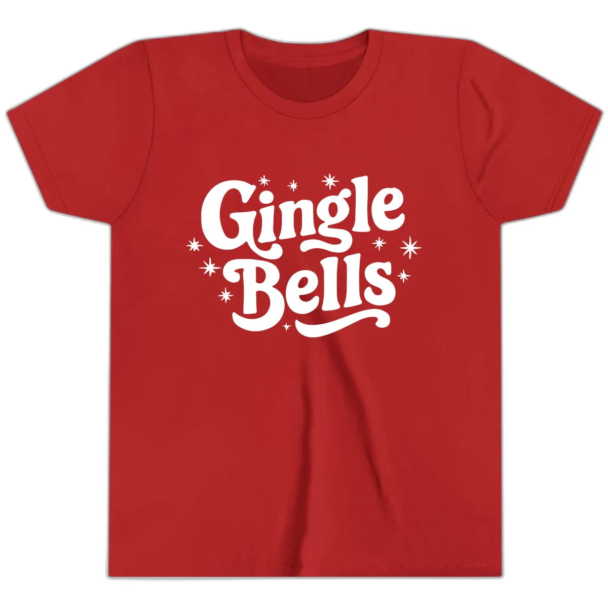 Jingle Bells Holiday Typography Youth T-Shirt in Red