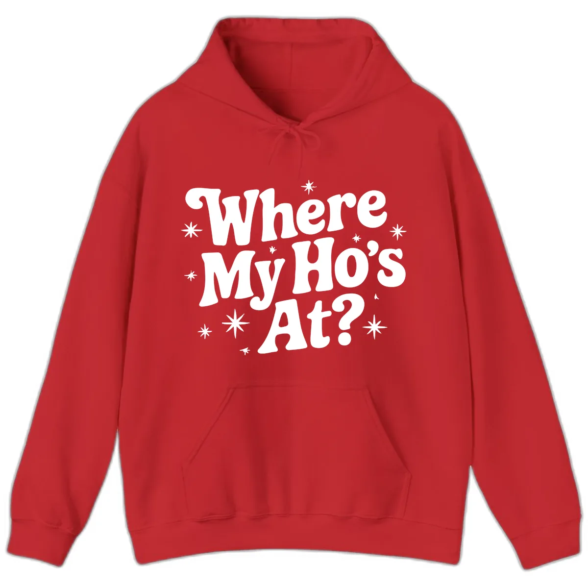 Where My Ho's At Phrase Design Hoodie in Red