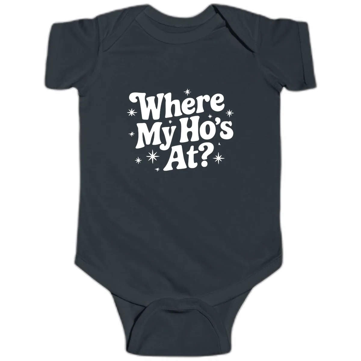 Where My Ho's At Phrase Design Baby Onesie in Black