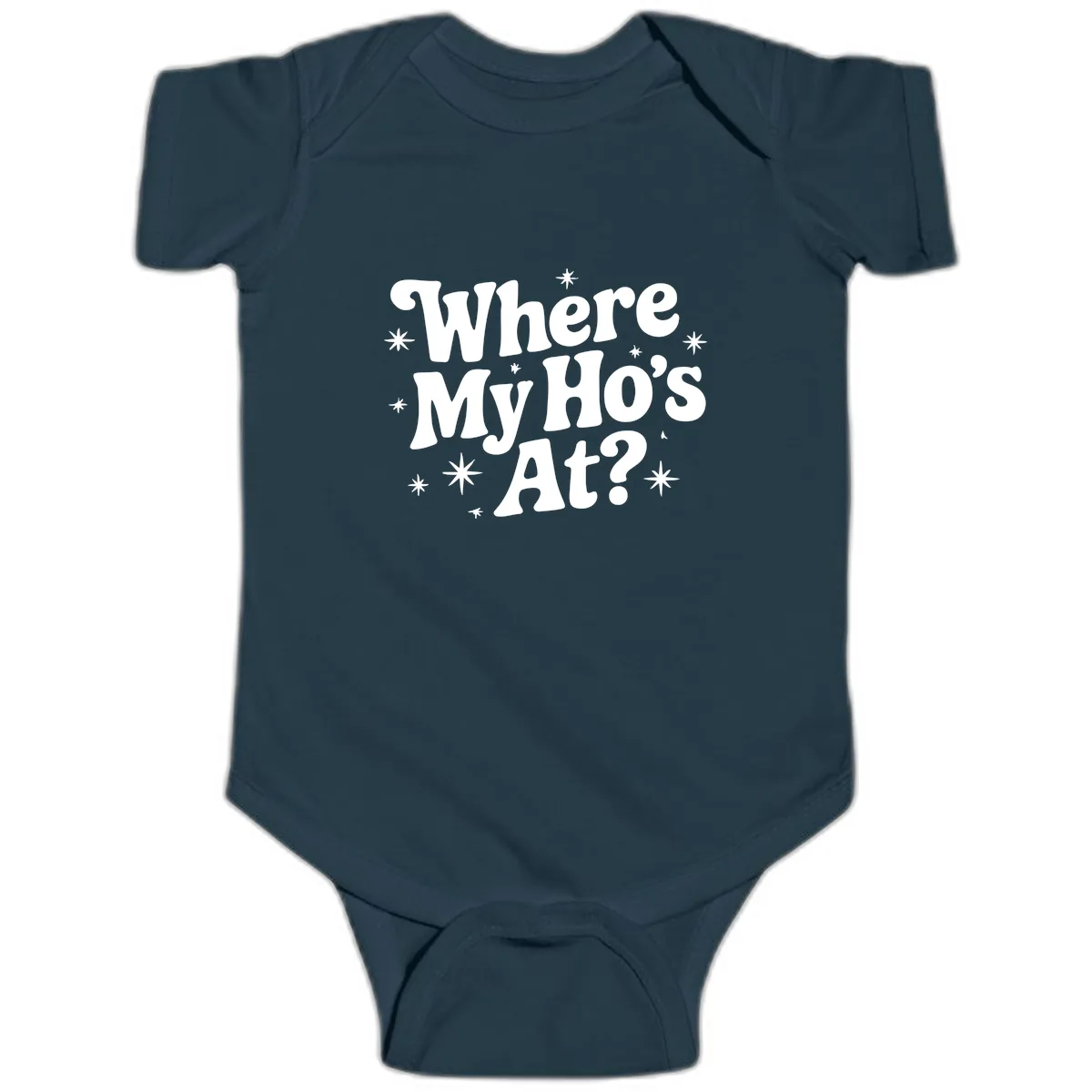 Where My Ho's At Phrase Design Baby Onesie in Navy
