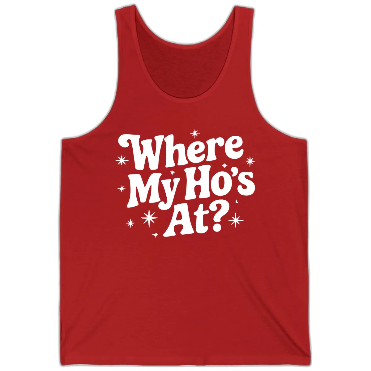 Where My Ho's At Phrase Design Tank in Red