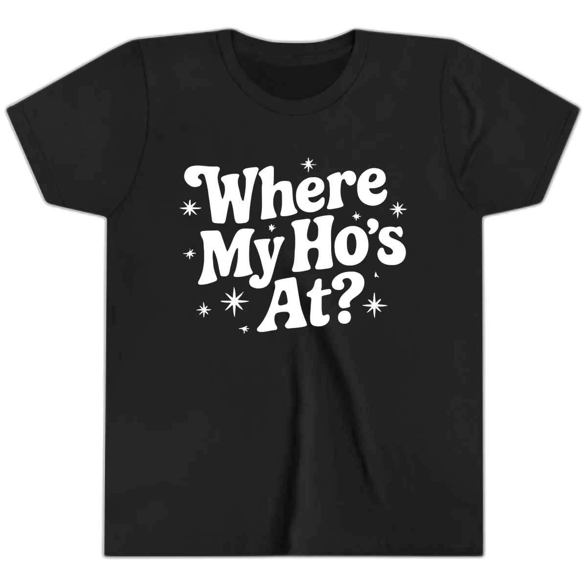 Where My Ho's At Phrase Design Youth T-Shirt in Black