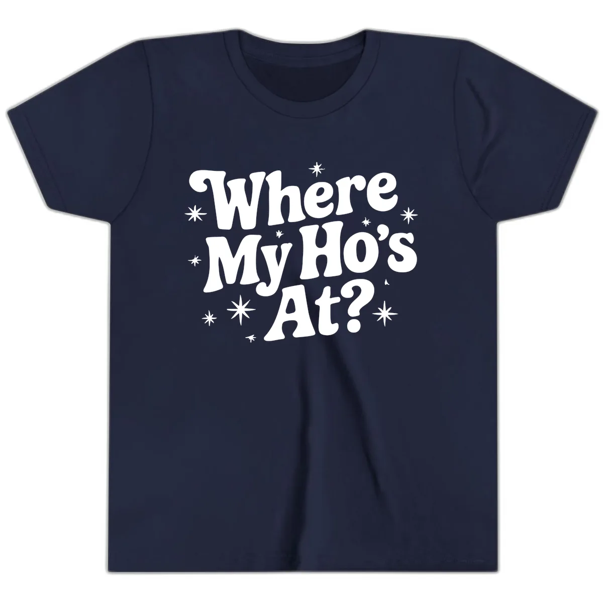 Where My Ho's At Phrase Design Youth T-Shirt in Navy