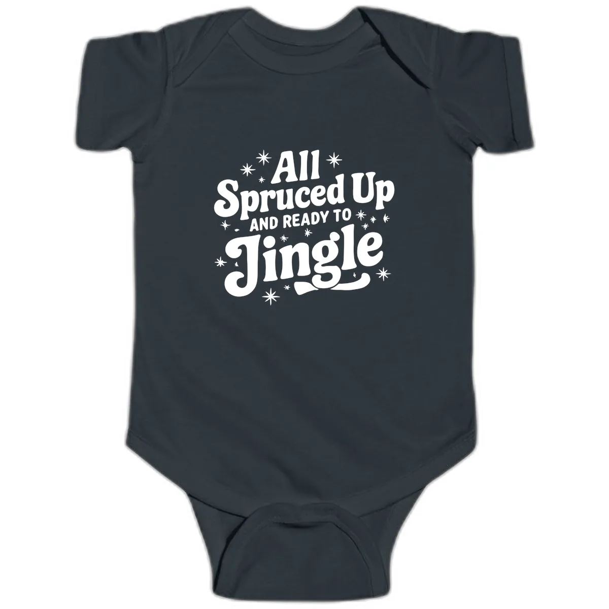 All Spruced Up and Ready To Jingle Baby Onesie in Black