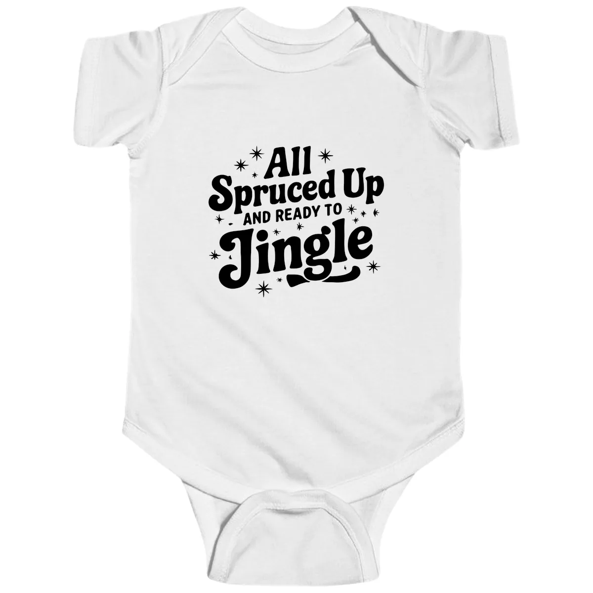 All Spruced Up and Ready To Jingle Baby Onesie in White