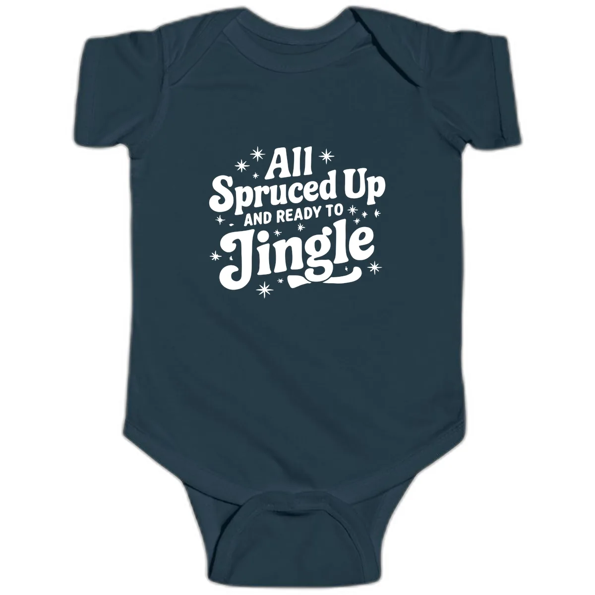 All Spruced Up and Ready To Jingle Baby Onesie in Navy