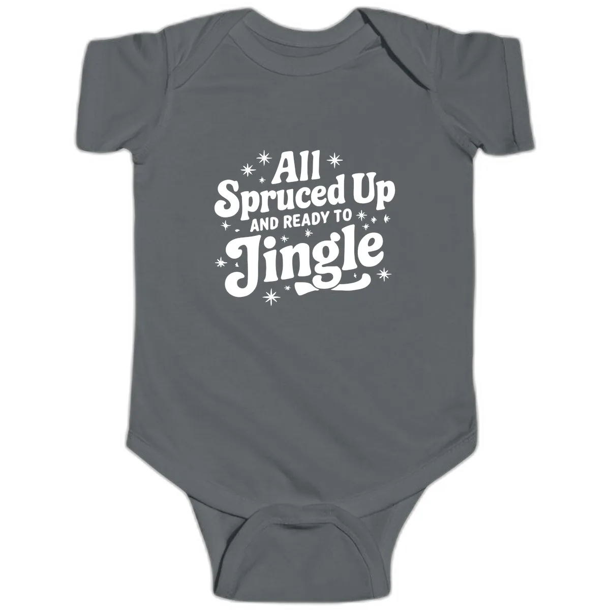 All Spruced Up and Ready To Jingle Baby Onesie in Charcoal