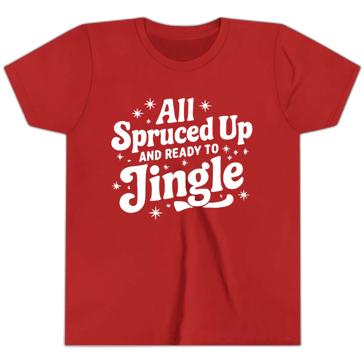 All Spruced Up and Ready To Jingle Youth T-Shirt in Red