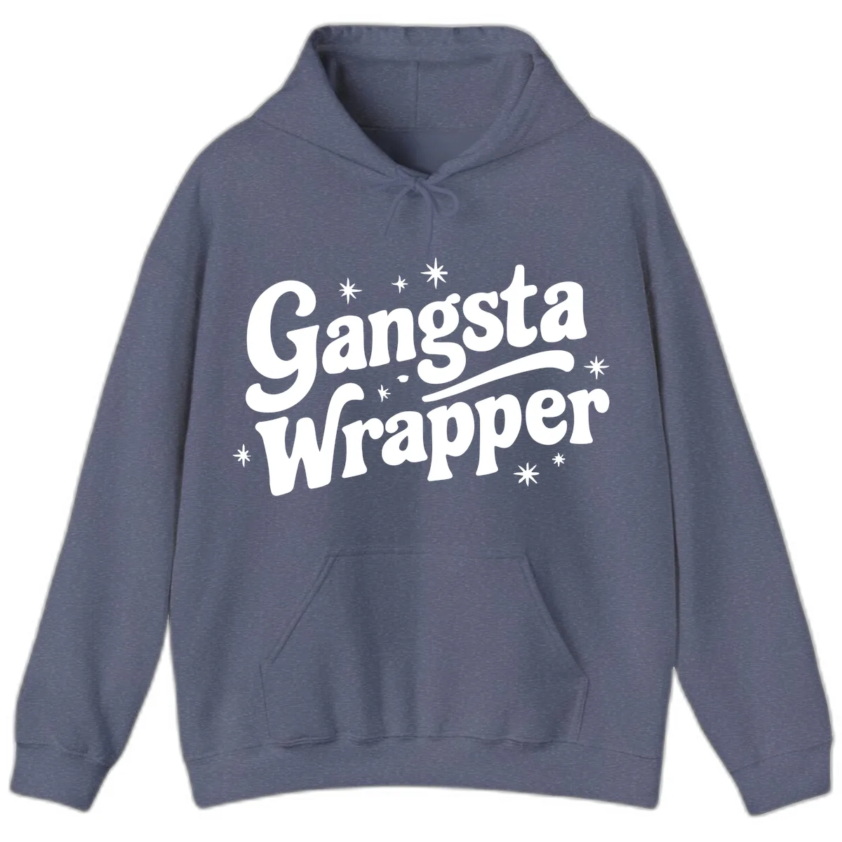 Gangsta Wrapper Holiday Design Hoodie in Heather Navy