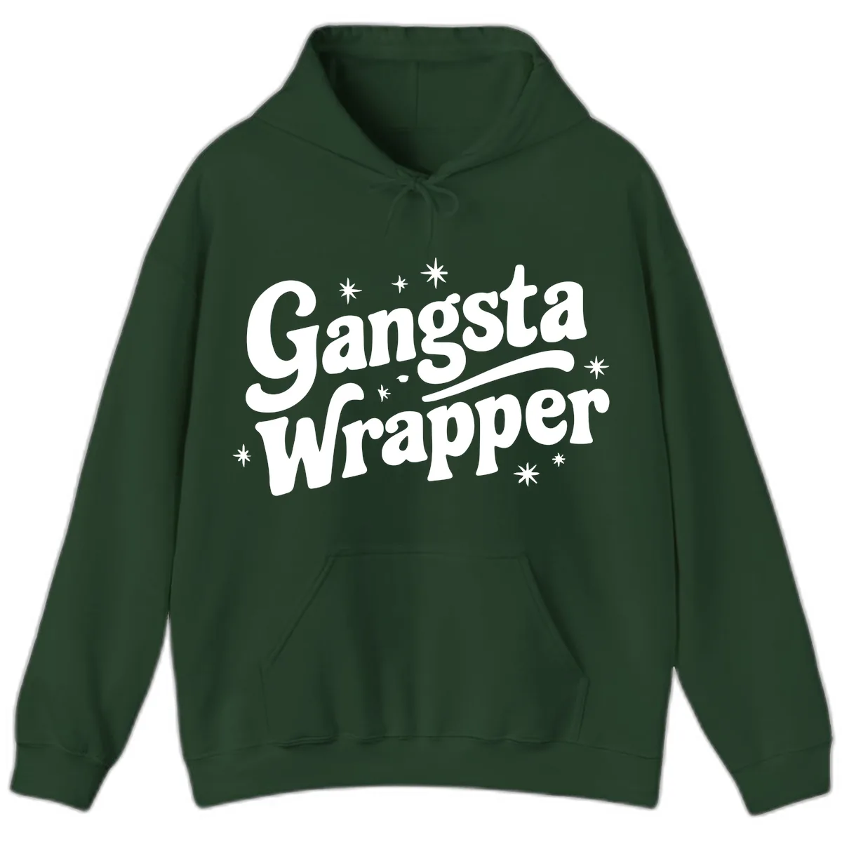 Gangsta Wrapper Holiday Design Hoodie in Forest Green