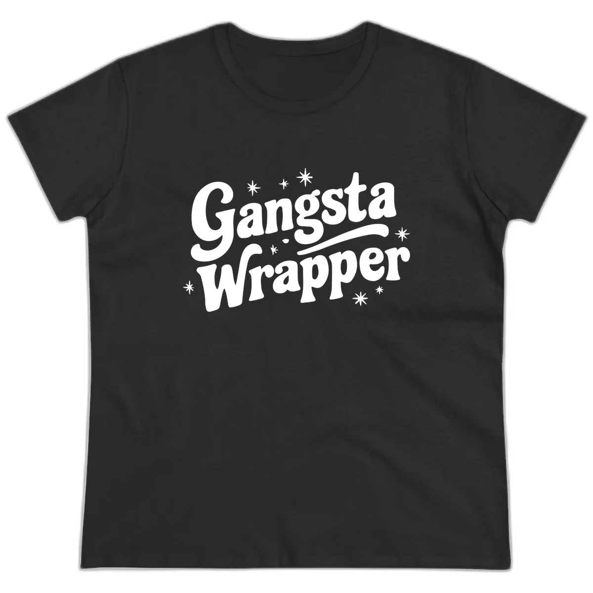 Gangsta Wrapper Holiday Design Ladies Tee in Black