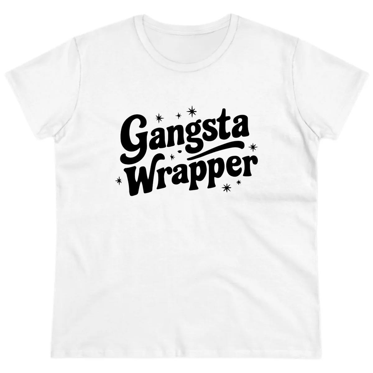 Gangsta Wrapper Holiday Design Ladies Tee in White