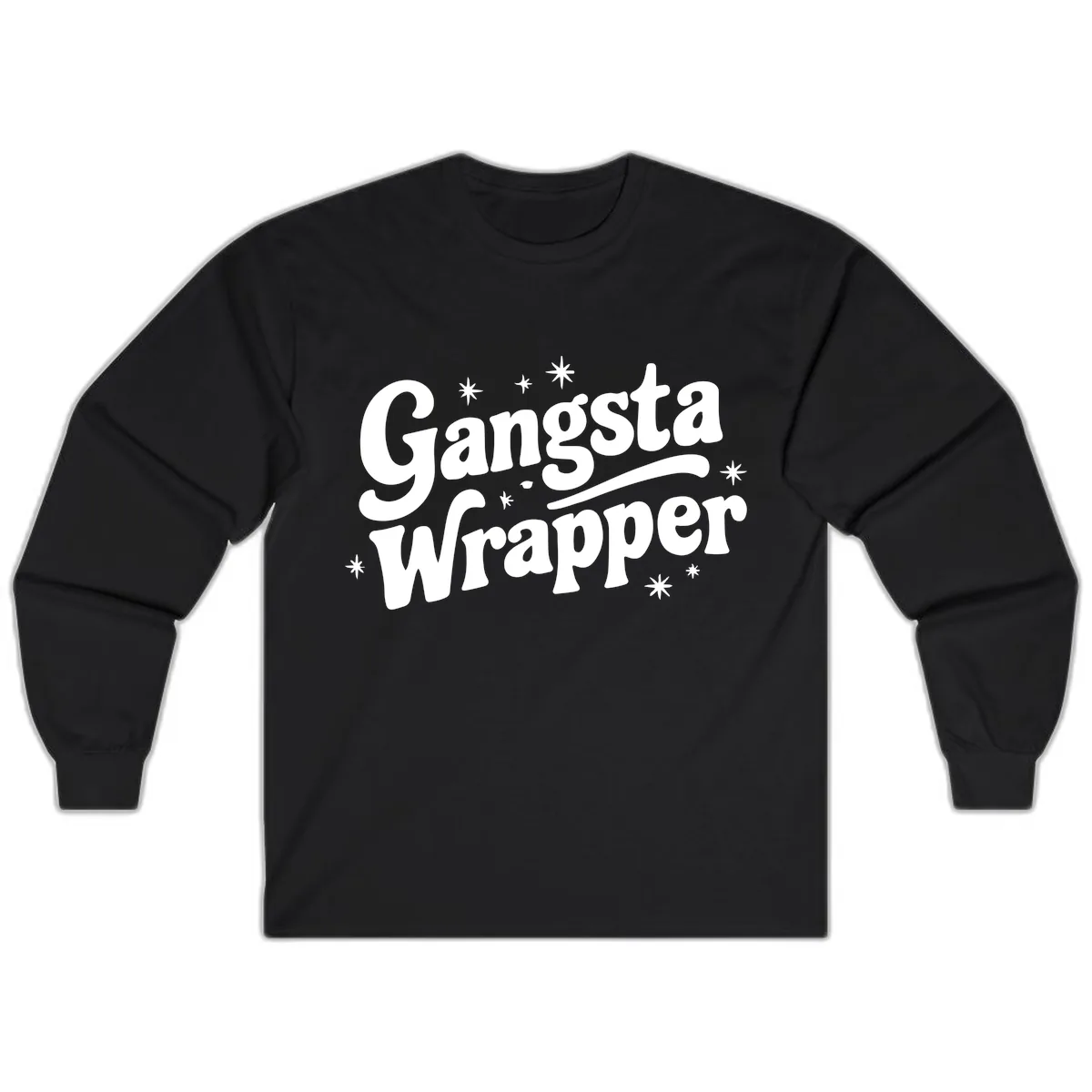 Gangsta Wrapper Holiday Design Long Sleeve in Black