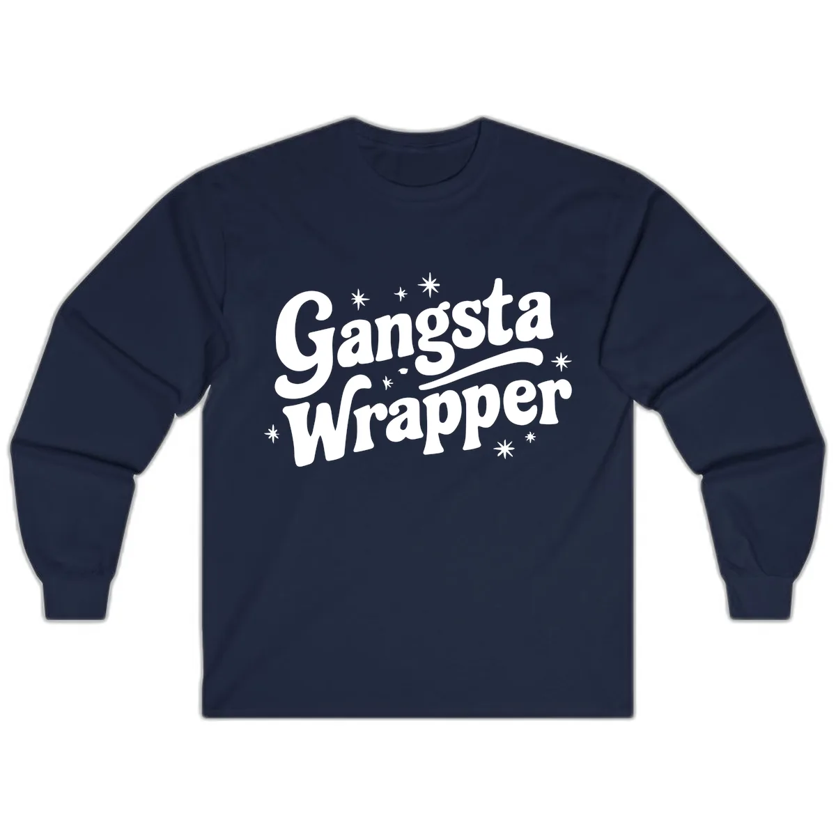Gangsta Wrapper Holiday Design Long Sleeve in Navy