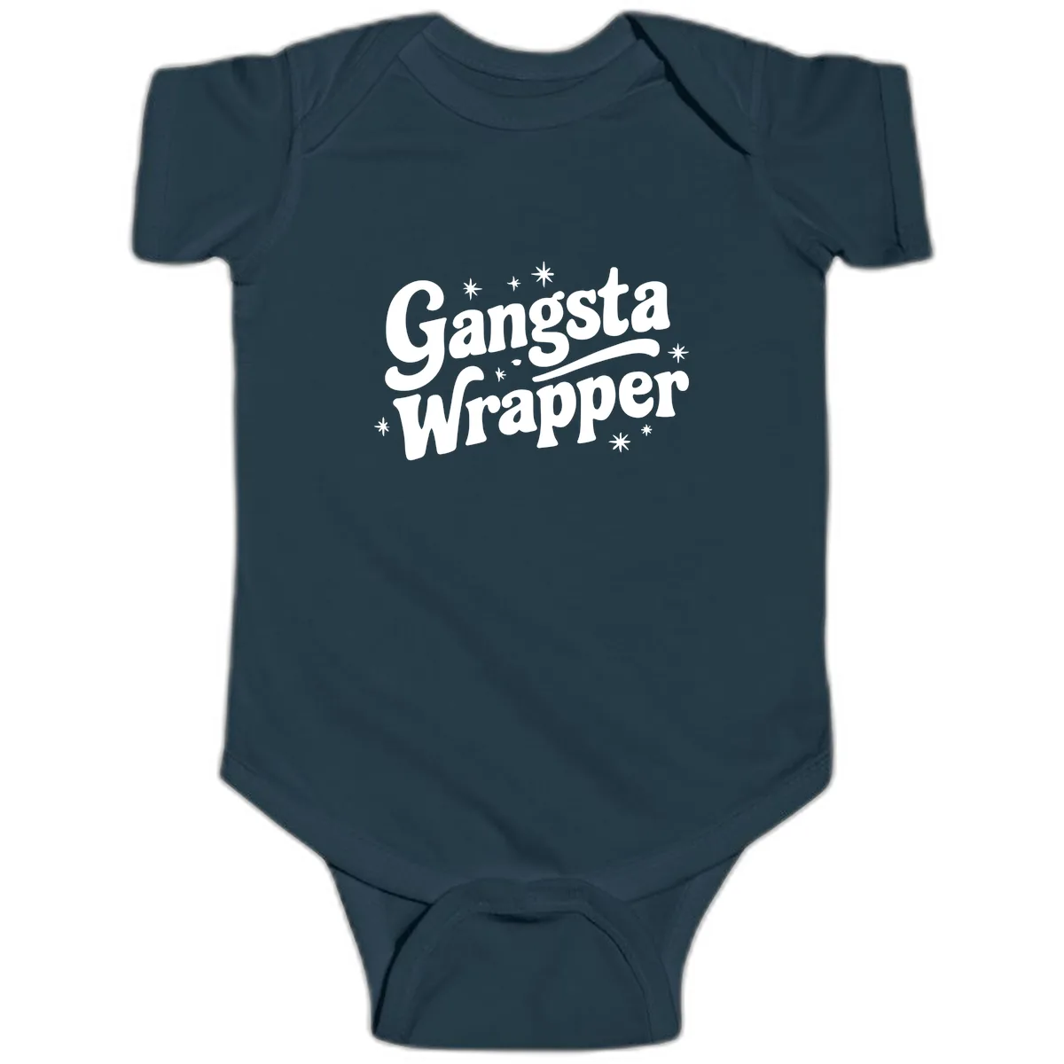 Gangsta Wrapper Holiday Design Baby Onesie in Navy
