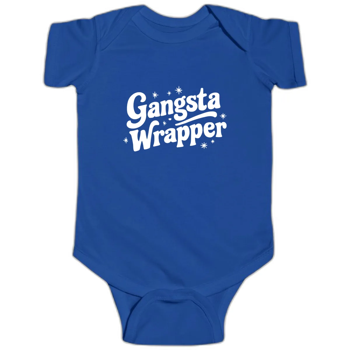 Gangsta Wrapper Holiday Design Baby Onesie in Royal