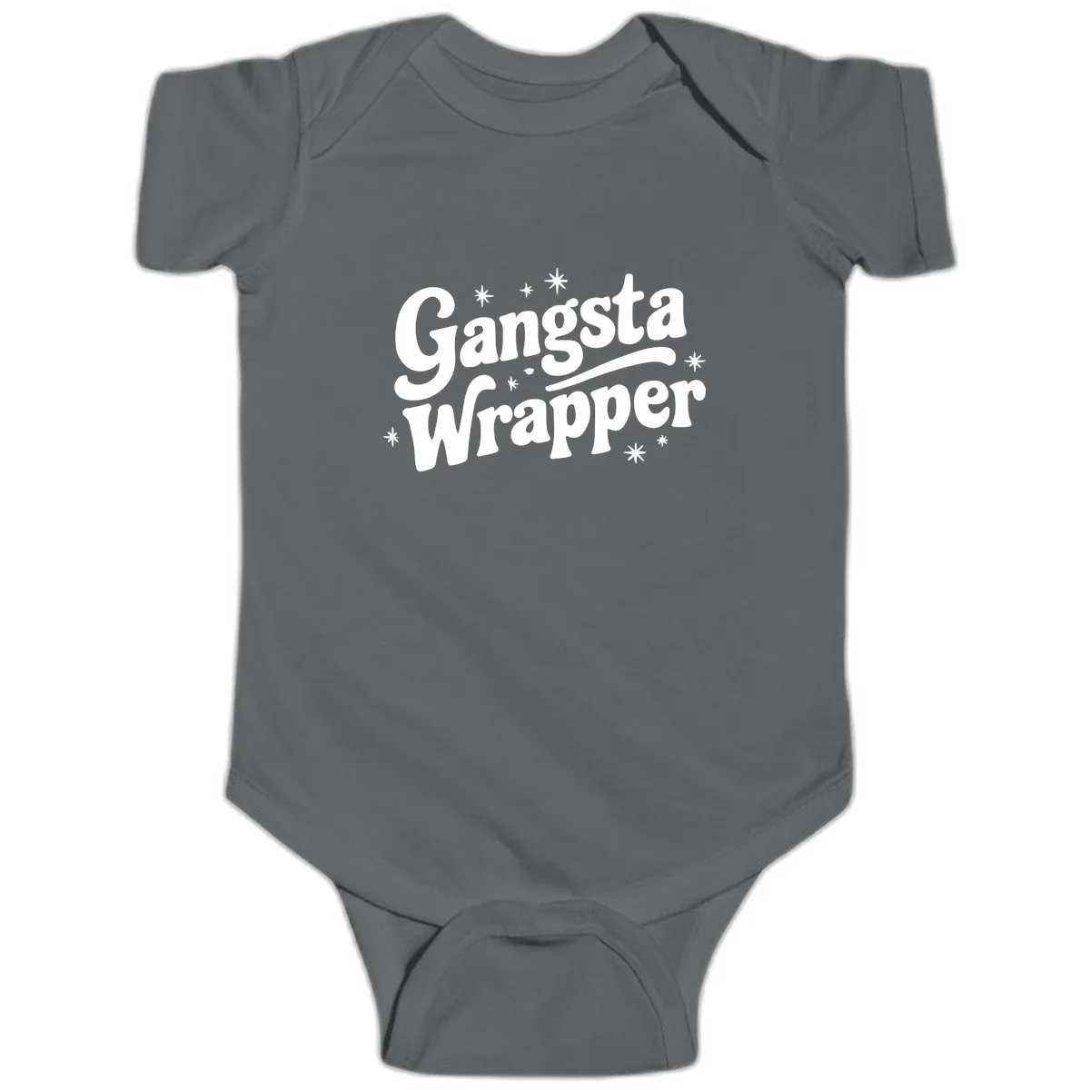 Gangsta Wrapper Holiday Design Baby Onesie in Charcoal