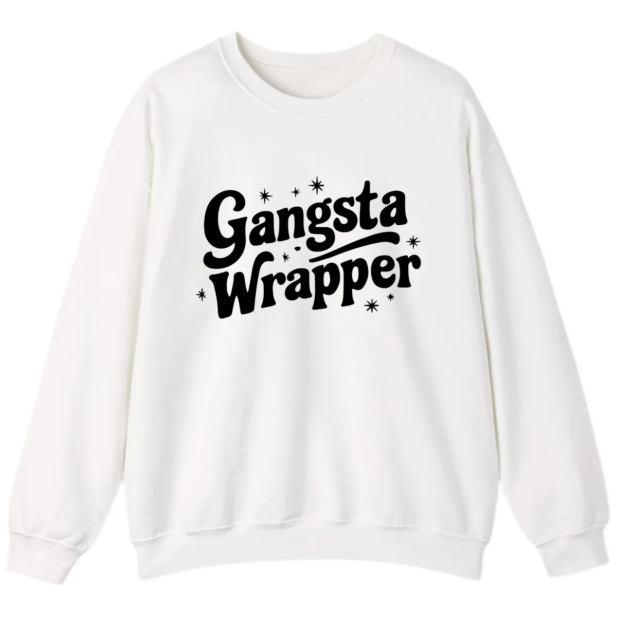 Gangsta Wrapper Holiday Design Sweatshirt in White
