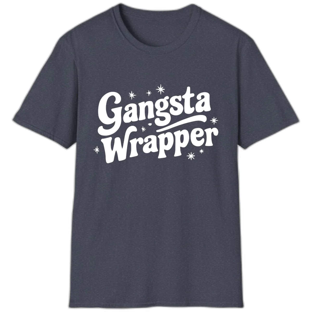 Gangsta Wrapper Holiday Design T-Shirt in Heather Navy