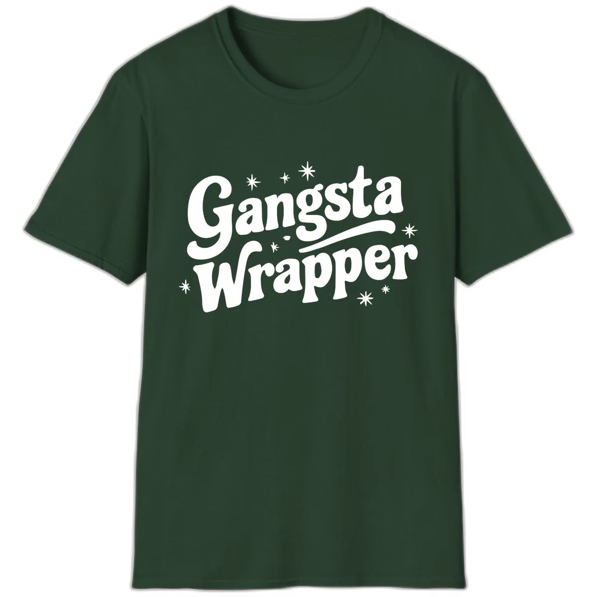Gangsta Wrapper Holiday Design T-Shirt in Forest Green