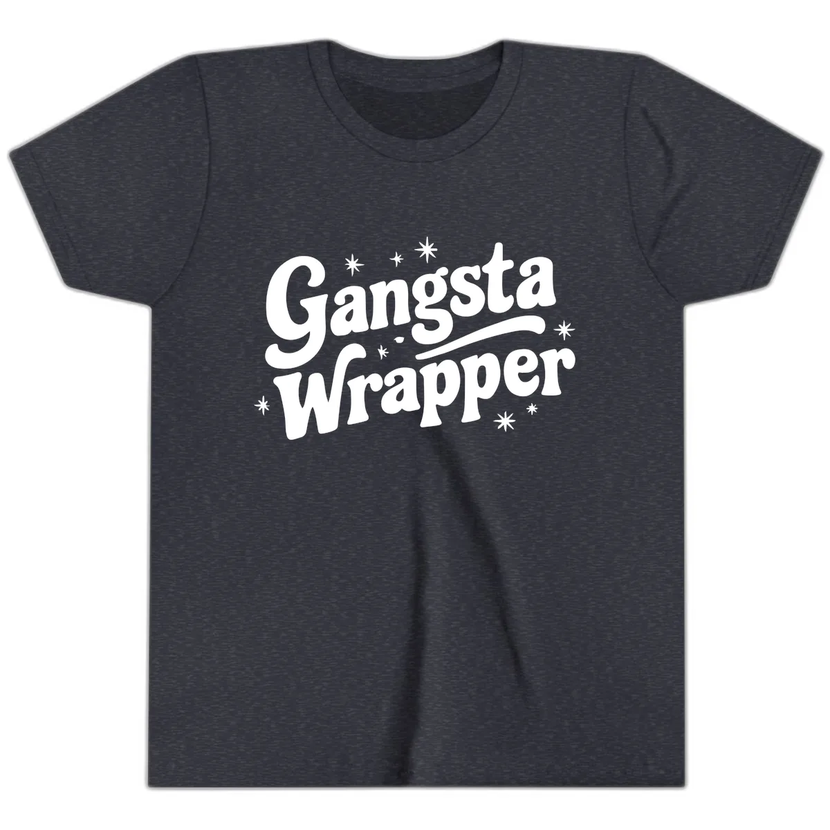 Gangsta Wrapper Holiday Design Youth T-Shirt in Heather Navy