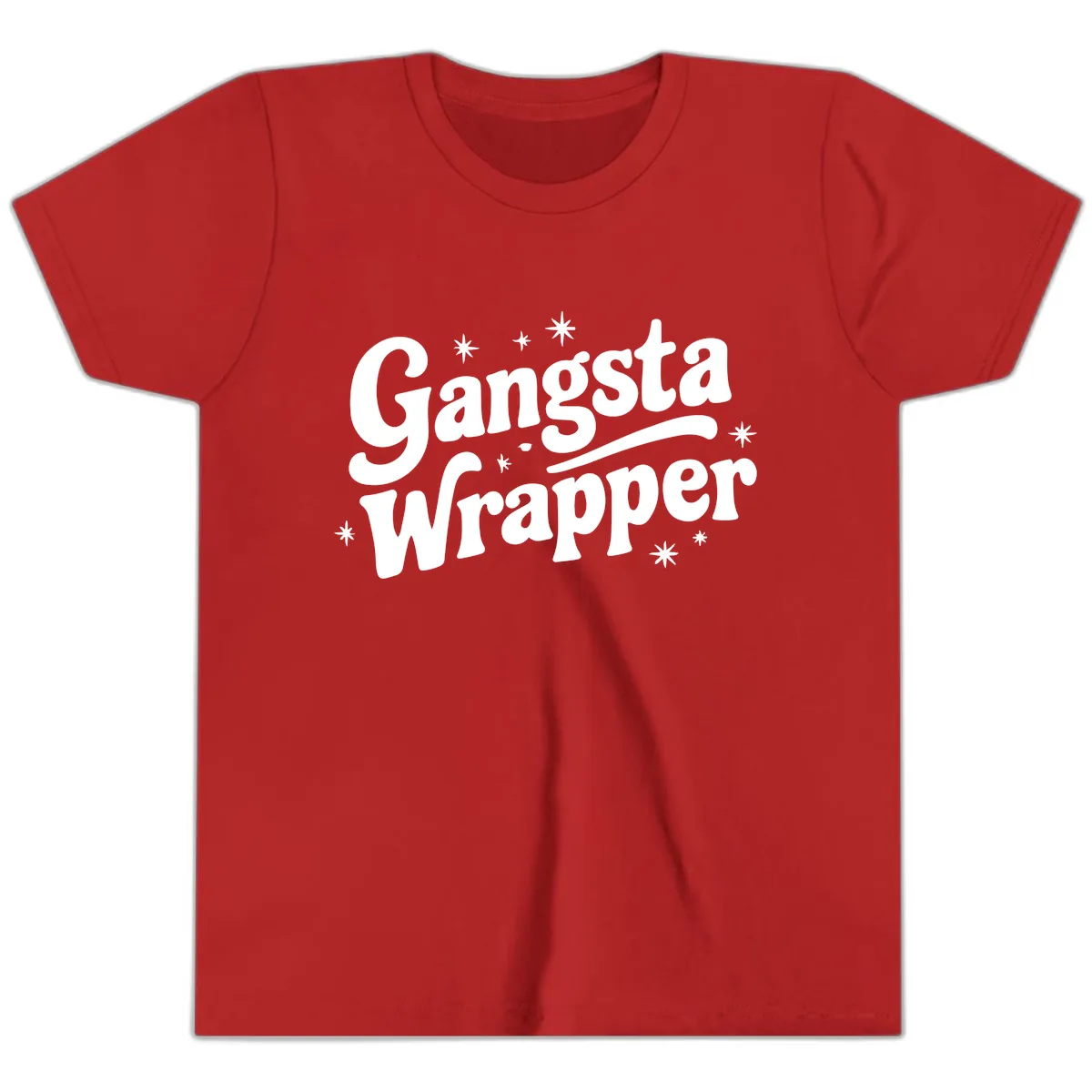 Gangsta Wrapper Holiday Design Youth T-Shirt in Red
