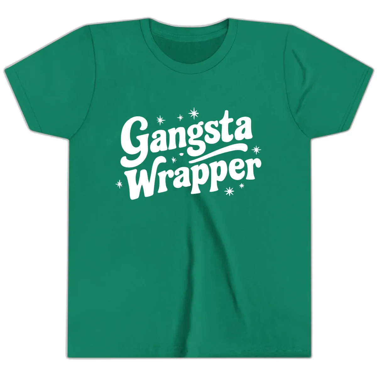 Gangsta Wrapper Holiday Design Youth T-Shirt in Kelly