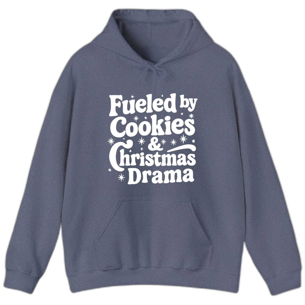Fueled by Cookies Christmas Drama Hoodie in Heather Navy