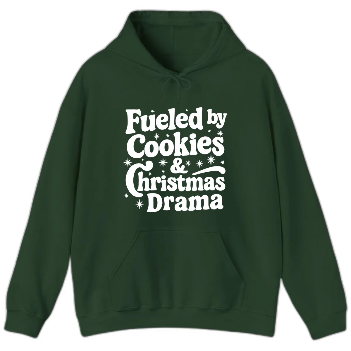 Fueled by Cookies Christmas Drama Hoodie in Forest Green