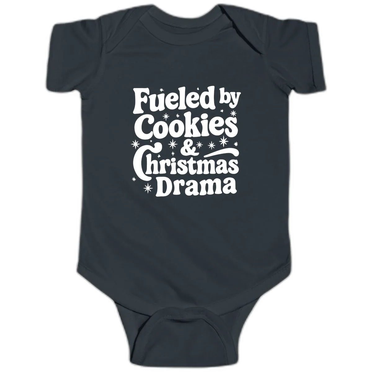 Fueled by Cookies Christmas Drama Baby Onesie in Black
