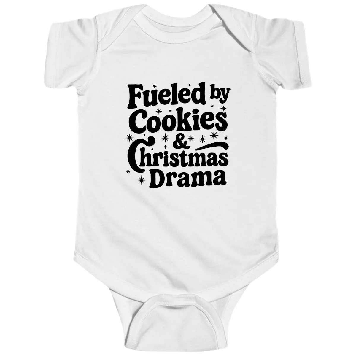 Fueled by Cookies Christmas Drama Baby Onesie in White
