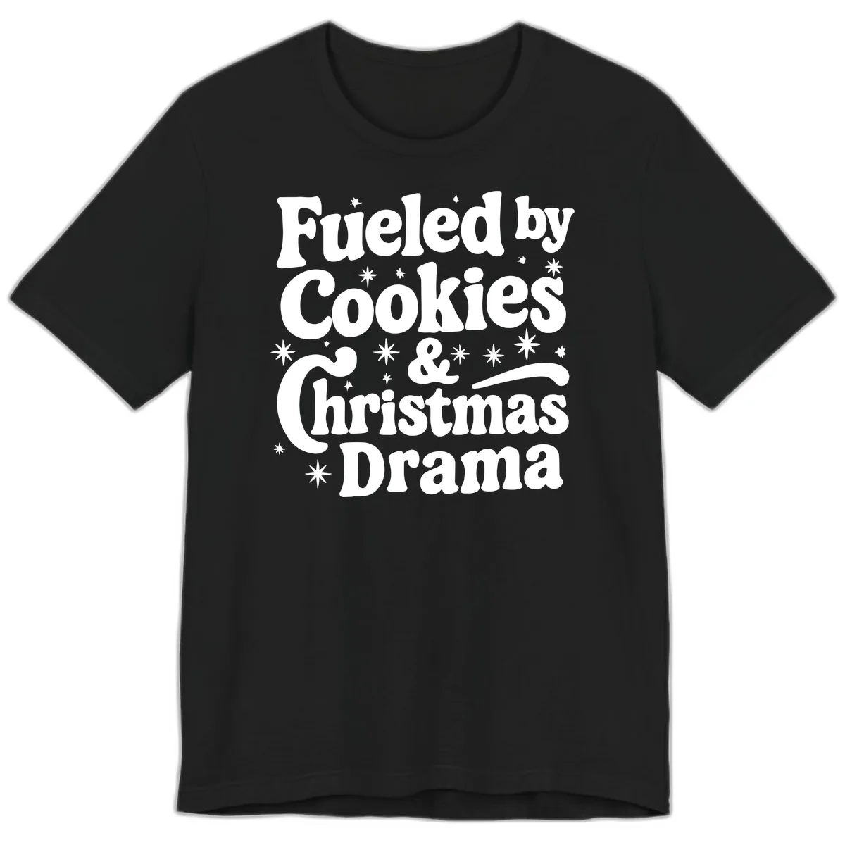 Fueled by Cookies Christmas Drama Premium T-Shirt in Black