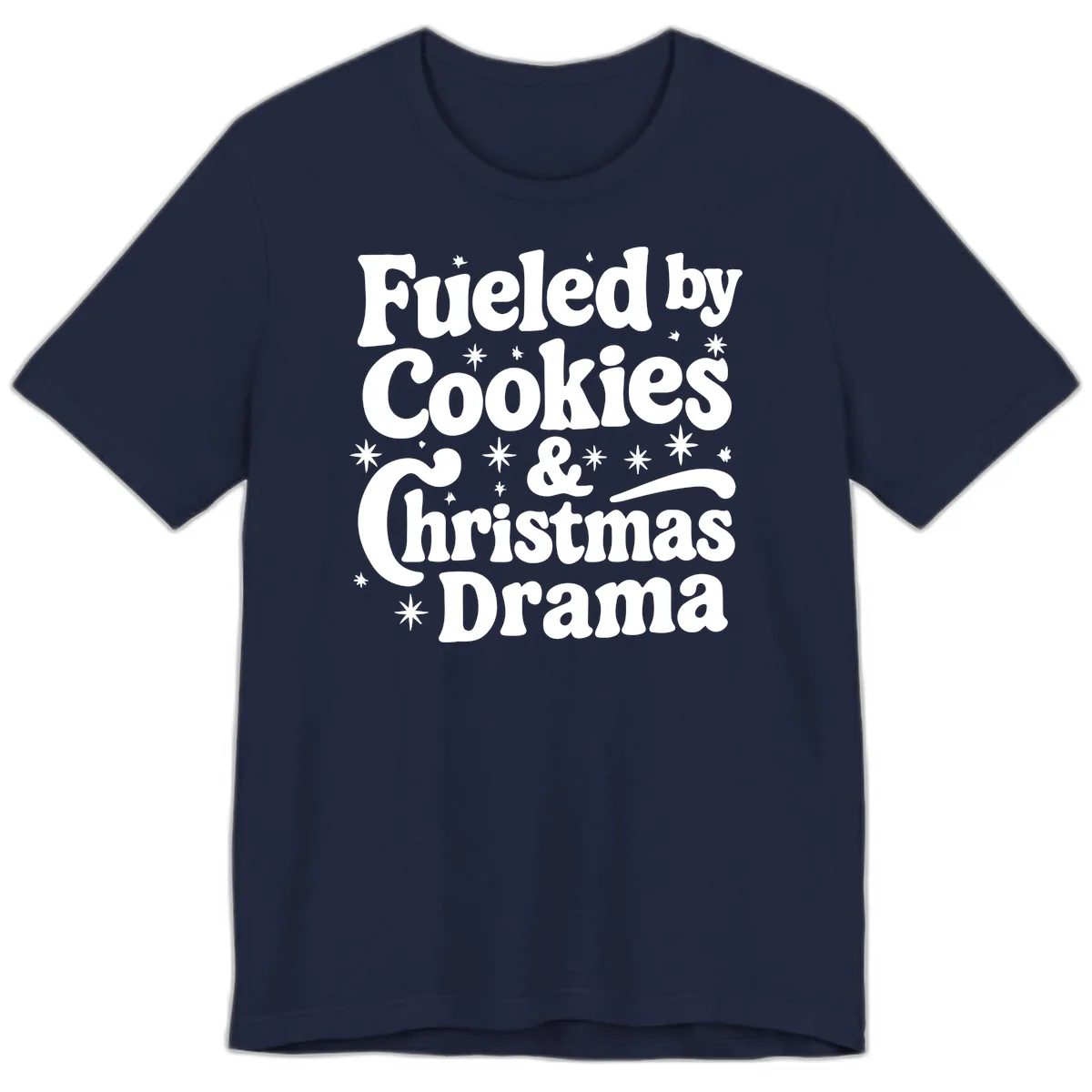 Fueled by Cookies Christmas Drama Premium T-Shirt in Navy