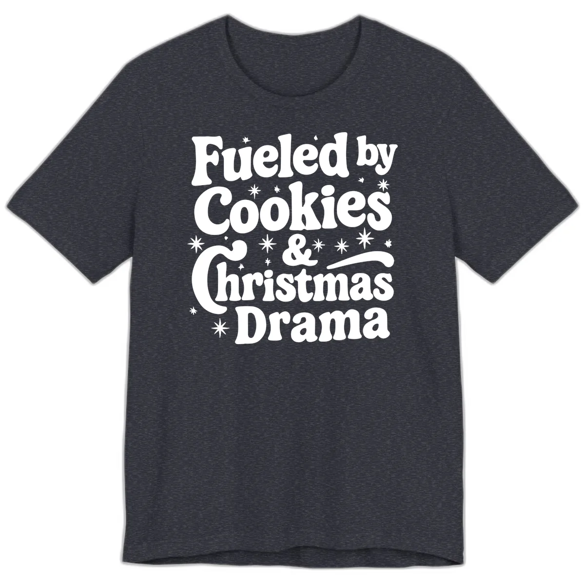 Fueled by Cookies Christmas Drama Premium T-Shirt in Heather Navy