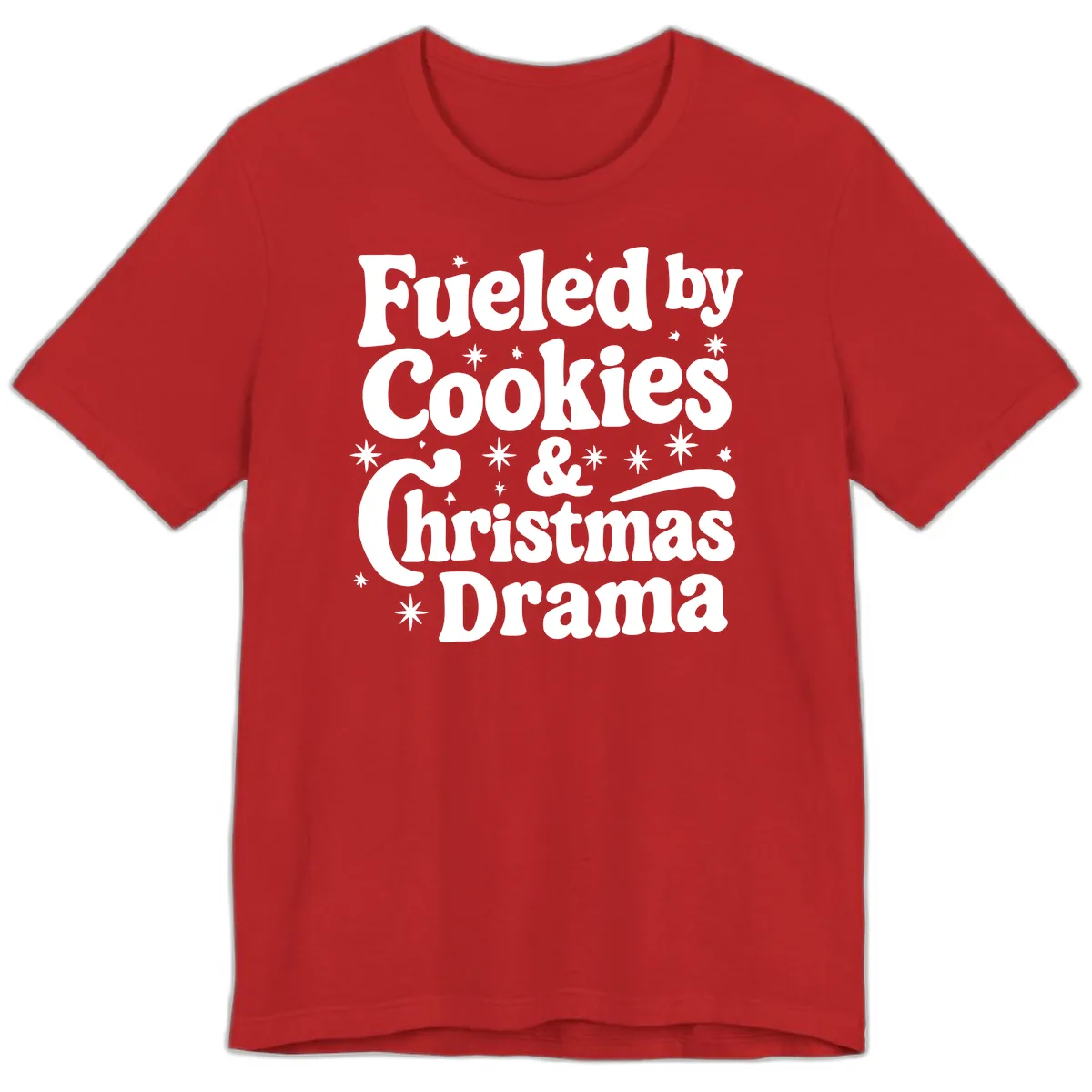 Fueled by Cookies Christmas Drama Premium T-Shirt in Red