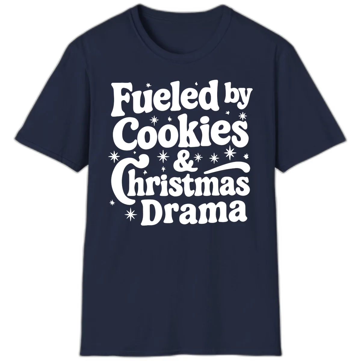 Fueled by Cookies Christmas Drama T-Shirt in Navy
