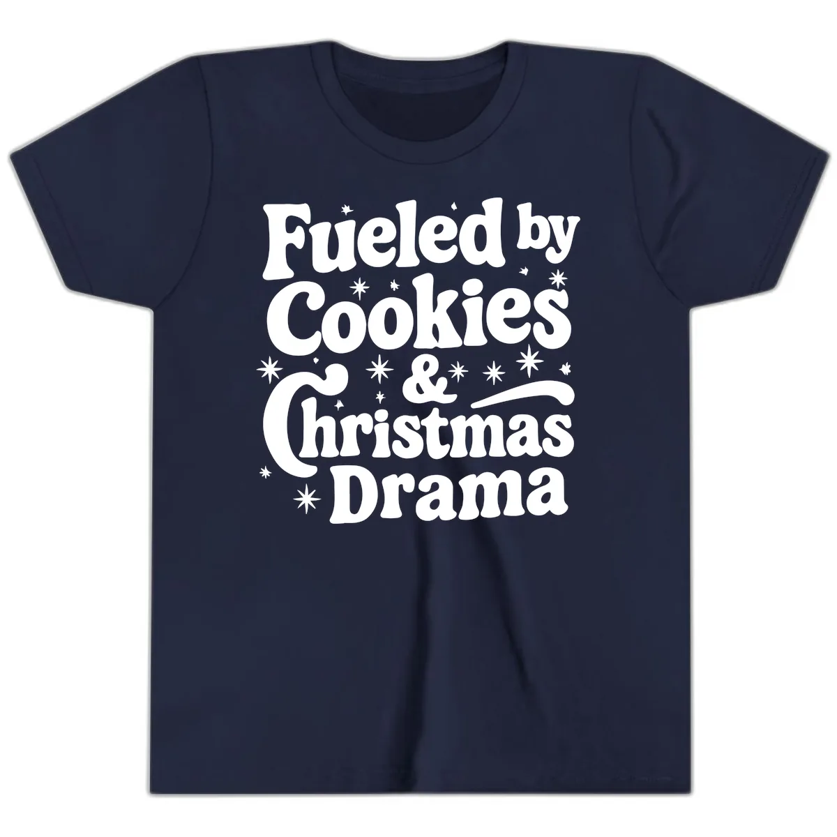 Fueled by Cookies Christmas Drama Youth T-Shirt in Navy
