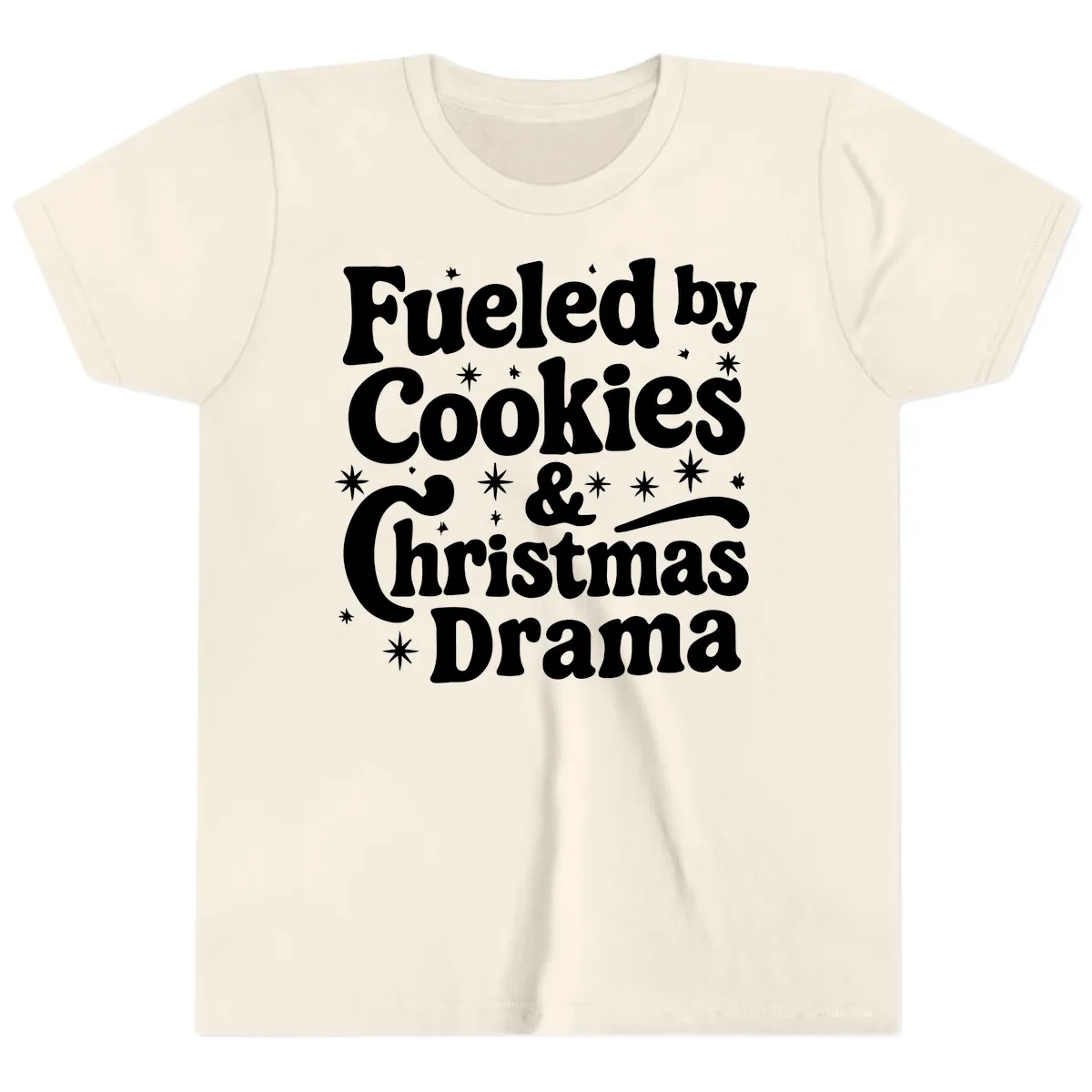 Fueled by Cookies Christmas Drama Youth T-Shirt in Natural