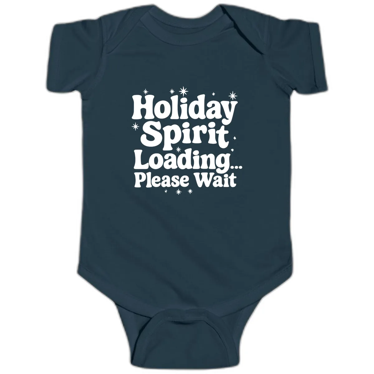 Holiday Spirit Loading Please Wait Baby Onesie in Navy
