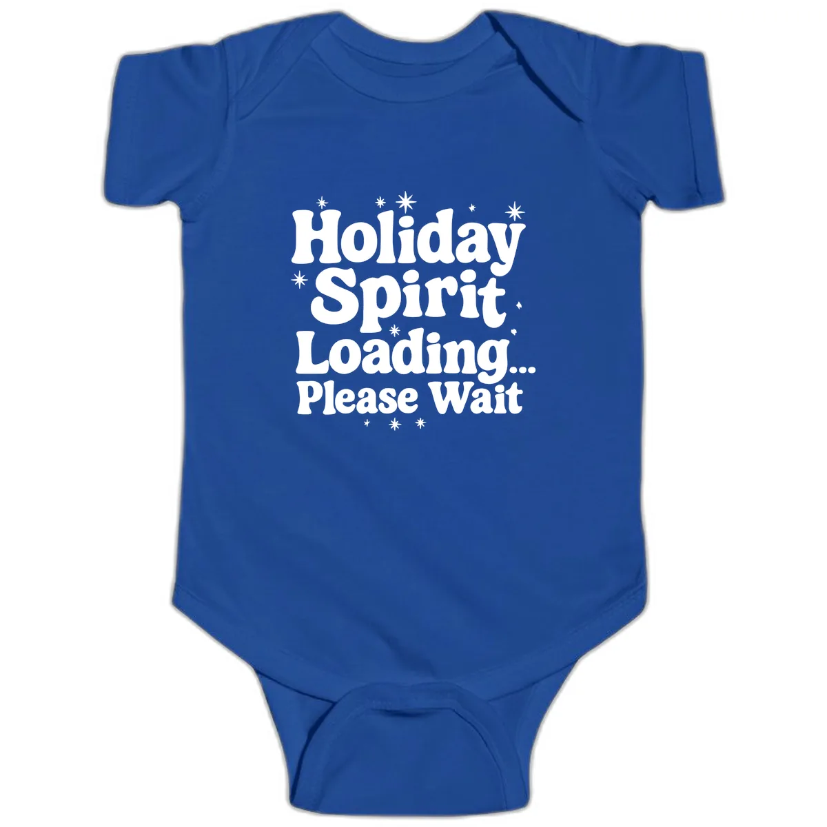 Holiday Spirit Loading Please Wait Baby Onesie in Royal