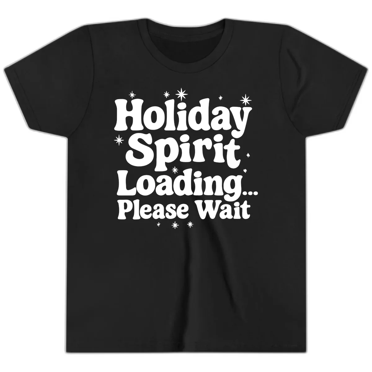 Holiday Spirit Loading Please Wait Youth T-Shirt in Black