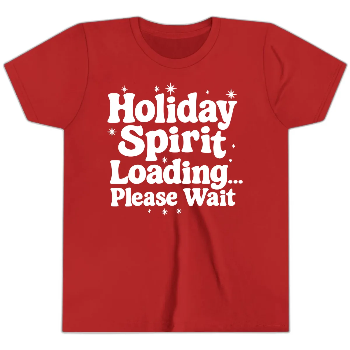 Holiday Spirit Loading Please Wait Youth T-Shirt in Red