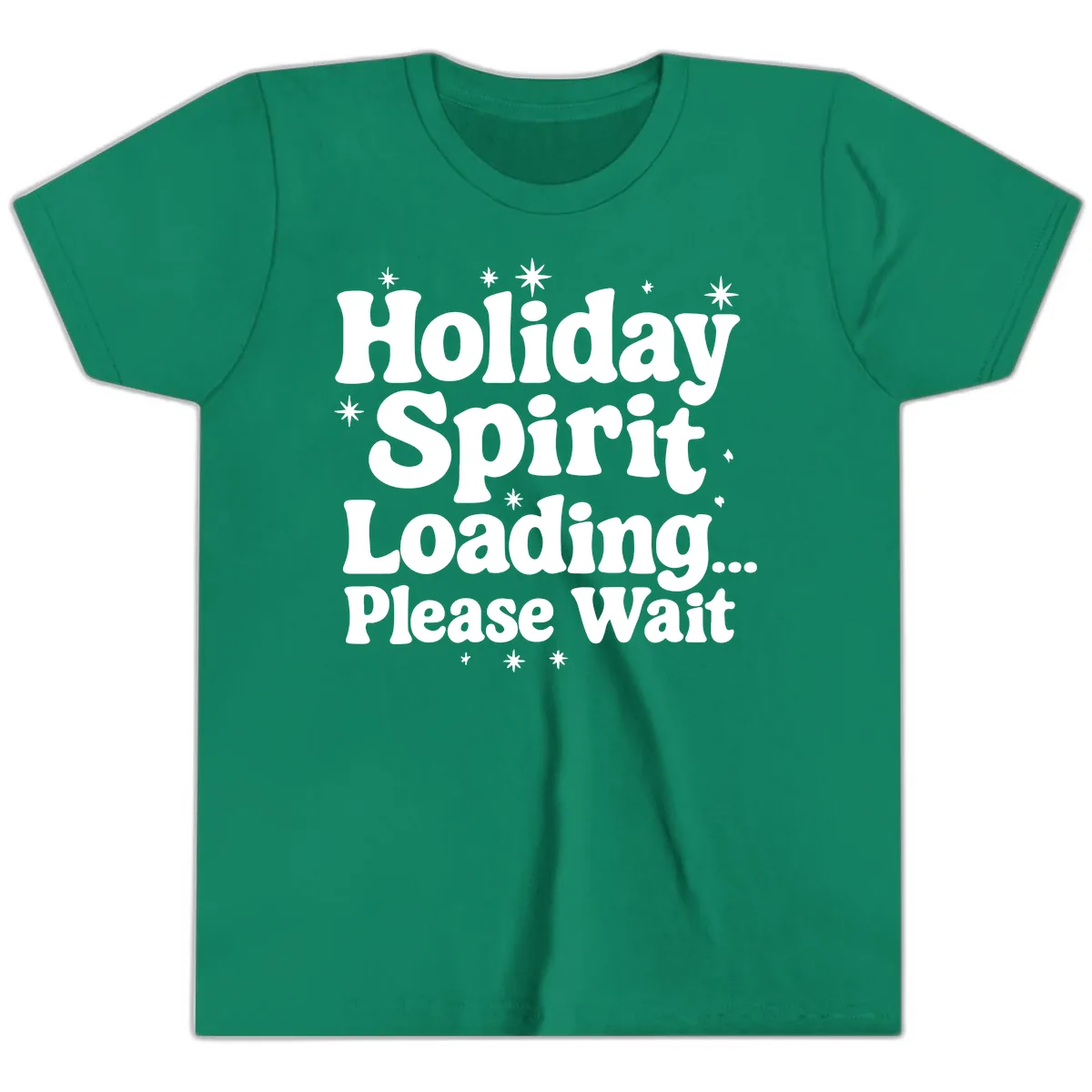 Holiday Spirit Loading Please Wait Youth T-Shirt in Kelly